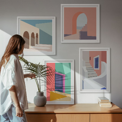 Set tablouri gata de agățat Clădiri moderne colorate
