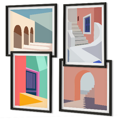 Set tablouri gata de agățat Clădiri moderne colorate
