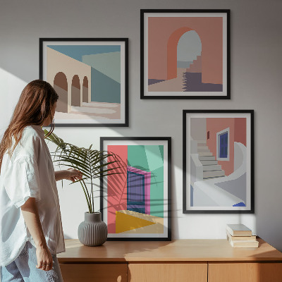 Set tablouri gata de agățat Clădiri moderne colorate
