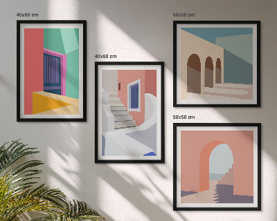 Set tablouri gata de agățat Clădiri moderne colorate