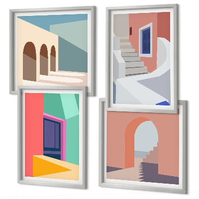 Set tablouri gata de agățat Clădiri moderne colorate