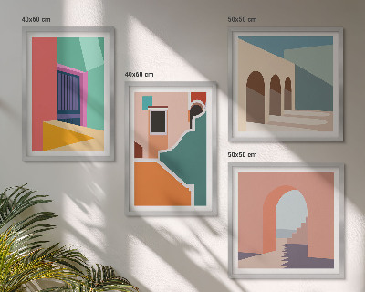 Compoziție de tablouri pentru perete Ilustrații colorate ale orașului