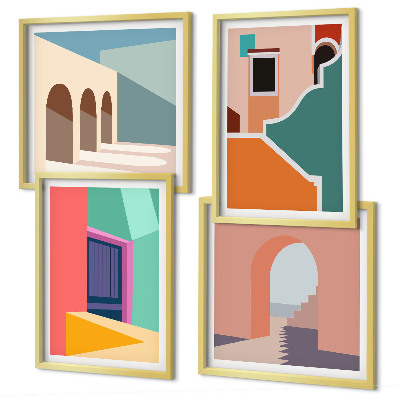 Compoziție de tablouri pentru perete Ilustrații colorate ale orașului