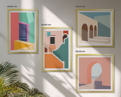 Compoziție de tablouri pentru perete Ilustrații colorate ale orașului