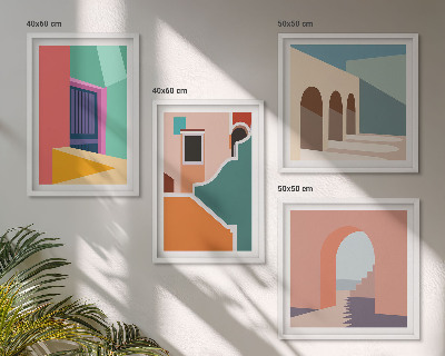 Compoziție de tablouri pentru perete Ilustrații colorate ale orașului