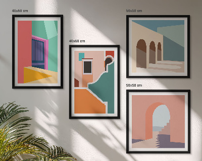 Compoziție de tablouri pentru perete Ilustrații colorate ale orașului