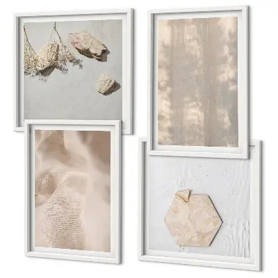 Set de tablouri gata de agățat cu texturi naturale subtile în stil boho