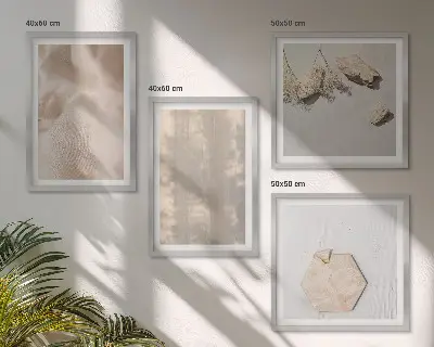 Set de tablouri gata de agățat cu texturi naturale subtile în stil boho
