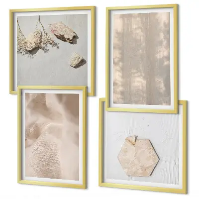 Set de tablouri gata de agățat cu texturi naturale subtile în stil boho