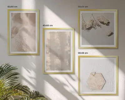 Set de tablouri gata de agățat cu texturi naturale subtile în stil boho