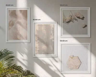 Set de tablouri gata de agățat cu texturi naturale subtile în stil boho
