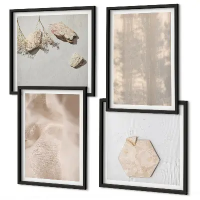 Set de tablouri gata de agățat cu texturi naturale subtile în stil boho