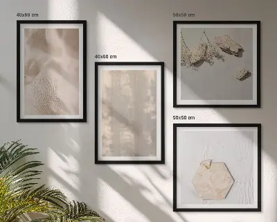 Set de tablouri gata de agățat cu texturi naturale subtile în stil boho
