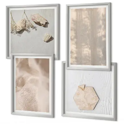 Set de tablouri gata de agățat cu texturi naturale subtile în stil boho