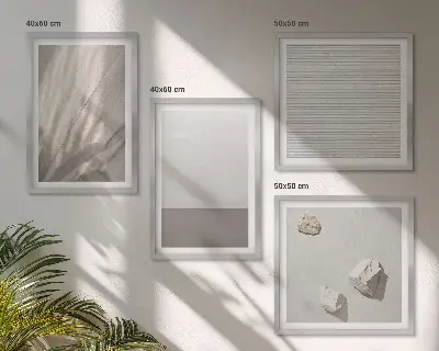 Compoziție de tablouri pentru perete cu texturi delicate inspirate din natură în stil boho