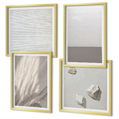 Compoziție de tablouri pentru perete cu texturi delicate inspirate din natură în stil boho