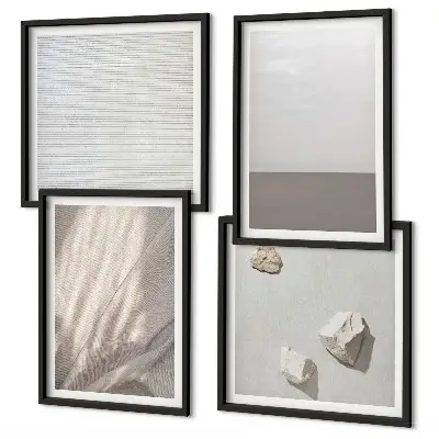 Compoziție de tablouri pentru perete cu texturi delicate inspirate din natură în stil boho