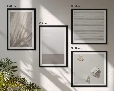 Compoziție de tablouri pentru perete cu texturi delicate inspirate din natură în stil boho