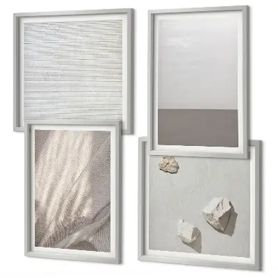Compoziție de tablouri pentru perete cu texturi delicate inspirate din natură în stil boho