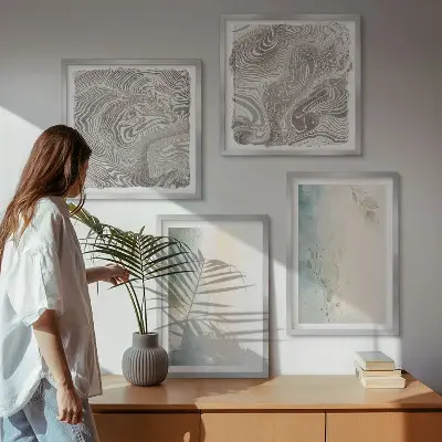 Set de tablouri gata de agățat cu imprimeu de cartoane delicate pentru acuarelă