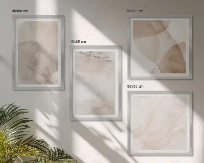 Compoziție de tablouri pentru perete cu acuarelă și vopsele în texturi boho