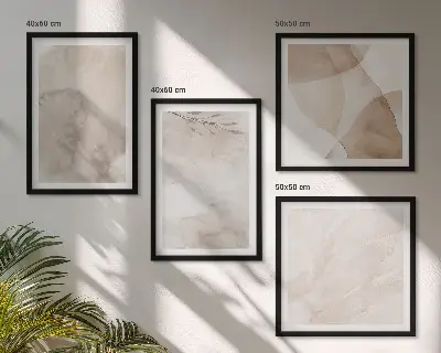 Compoziție de tablouri pentru perete cu acuarelă și vopsele în texturi boho