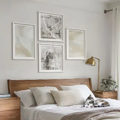 Compoziție de tablouri pentru perete cu design minimalist inspirat de textura vopselei