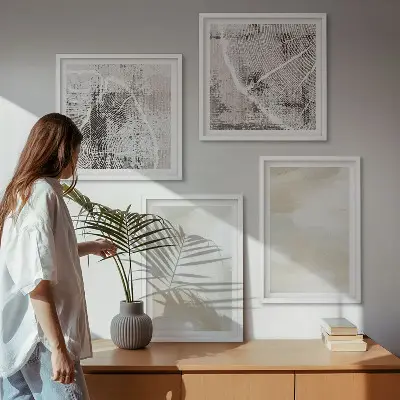 Compoziție de tablouri pentru perete cu design minimalist inspirat de textura vopselei