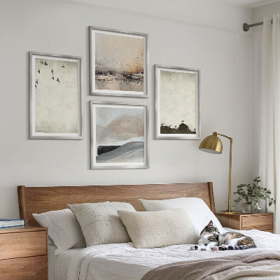Set tablouri gata de agățat Decorațiuni cu mișcări de pensulă pentru păsări și pietre