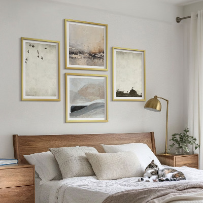 Set tablouri gata de agățat Decorațiuni cu mișcări de pensulă pentru păsări și pietre