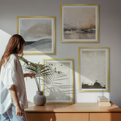 Set tablouri gata de agățat Decorațiuni cu mișcări de pensulă pentru păsări și pietre