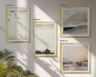 Set tablouri gata de agățat Decorațiuni cu mișcări de pensulă pentru păsări și pietre