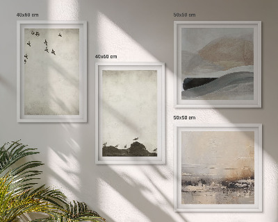 Set tablouri gata de agățat Decorațiuni cu mișcări de pensulă pentru păsări și pietre