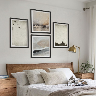 Set tablouri gata de agățat Decorațiuni cu mișcări de pensulă pentru păsări și pietre