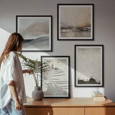 Set tablouri gata de agățat Decorațiuni cu mișcări de pensulă pentru păsări și pietre