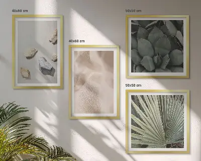Compoziție de tablouri pentru perete cu texturi de lemn și pietre