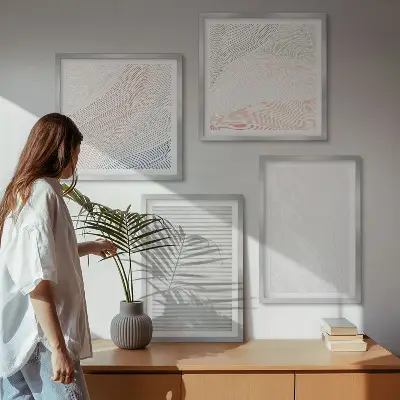 Set de tablouri gata de agățat cu structuri luminoase și modele de nisip