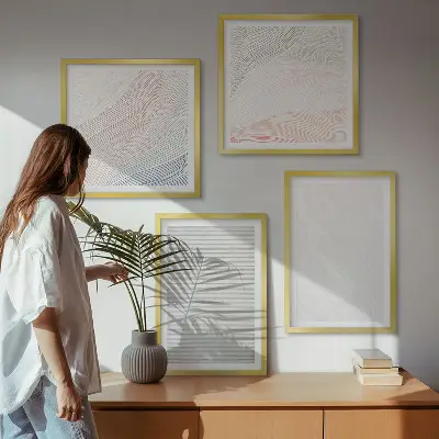 Set de tablouri gata de agățat cu structuri luminoase și modele de nisip
