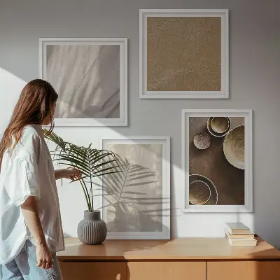Set de tablouri gata de agățat cu structuri și texturi în stil minimalist