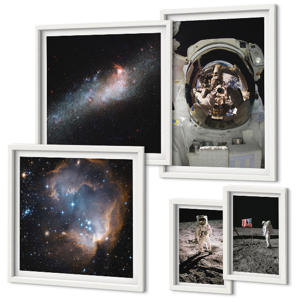 Decorațiune de perete set tablouri Astronauții care aterizează pe Lună