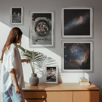 Decorațiune de perete set tablouri Astronauții care aterizează pe Lună