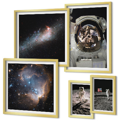 Decorațiune de perete set tablouri Astronauții care aterizează pe Lună