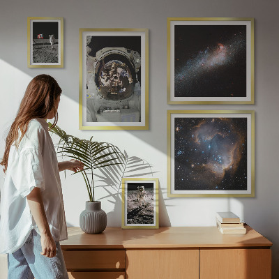 Decorațiune de perete set tablouri Astronauții care aterizează pe Lună