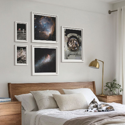 Decorațiune de perete set tablouri Astronauții care aterizează pe Lună