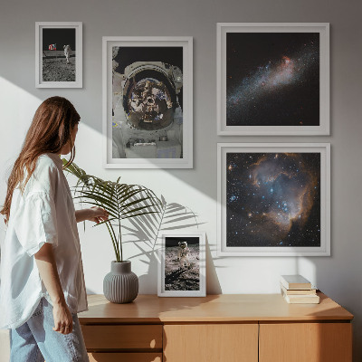 Decorațiune de perete set tablouri Astronauții care aterizează pe Lună