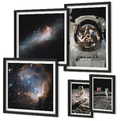 Decorațiune de perete set tablouri Astronauții care aterizează pe Lună