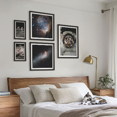 Decorațiune de perete set tablouri Astronauții care aterizează pe Lună