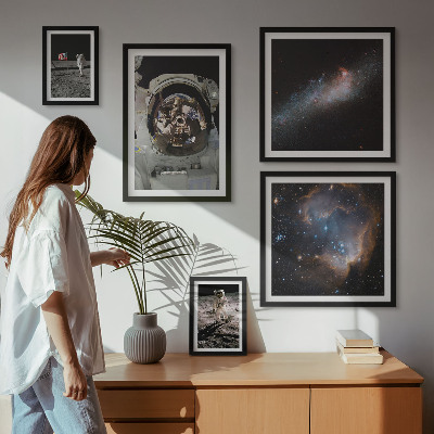 Decorațiune de perete set tablouri Astronauții care aterizează pe Lună