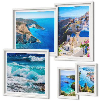 Decorațiune de perete set tablouri Peisajul Mării Egee