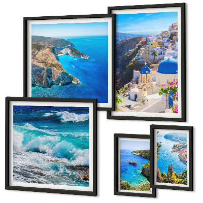 Decorațiune de perete set tablouri Peisajul Mării Egee
